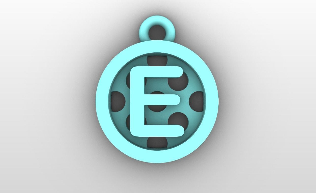 Initial letter charms - alphabet A-Z - circular frame 3D print model_6