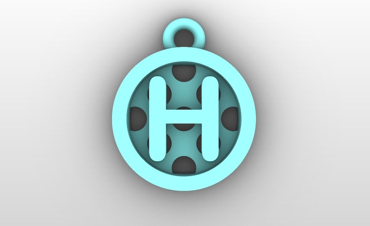 Initial letter charms - alphabet A-Z - circular frame 3D print model_9