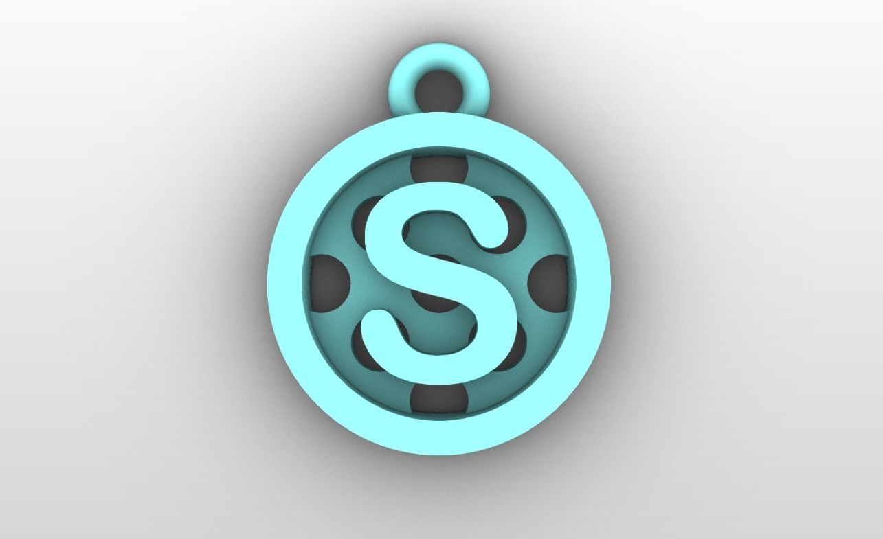 Initial letter charms - alphabet A-Z - circular frame 3D print model_20