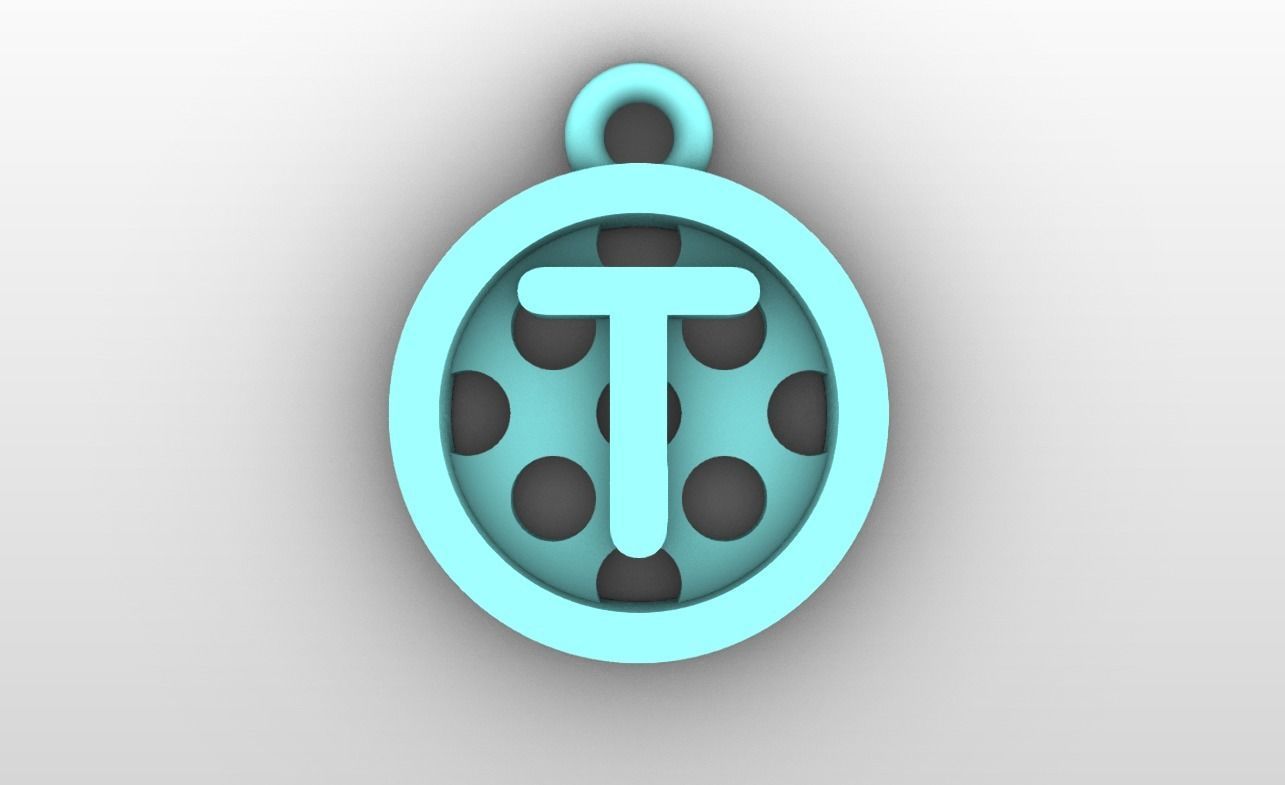 Initial letter charms - alphabet A-Z - circular frame 3D print model_21