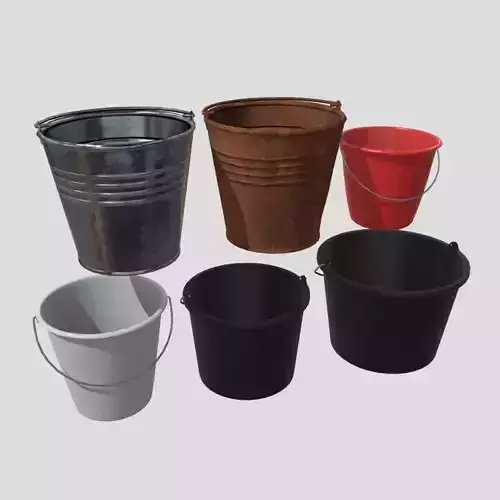 Bucket Pack Low-poly 3D model