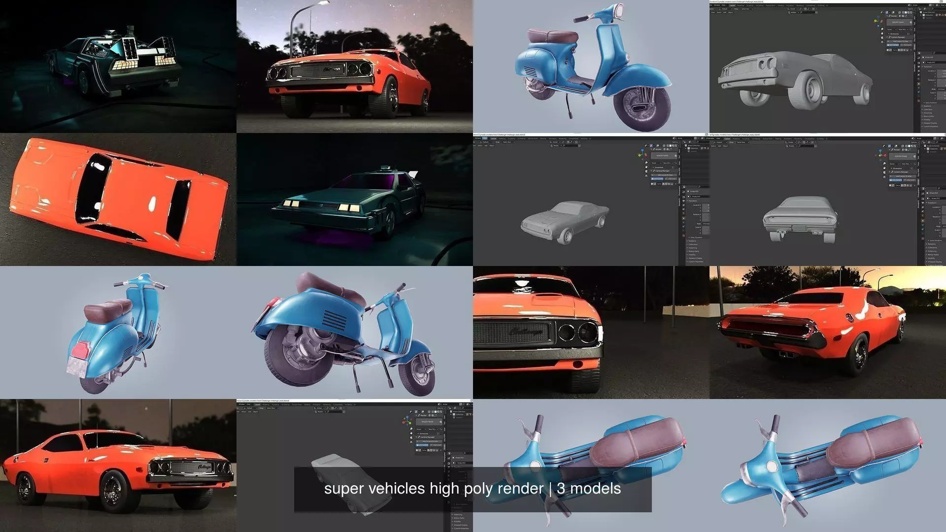 super vehicles high poly render 3D Model Collection_0