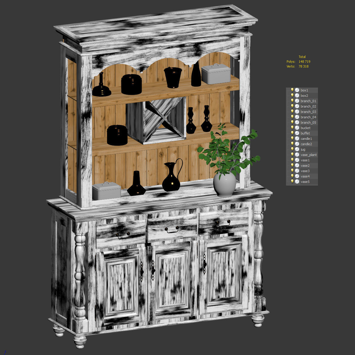 Valencia buffet with decor 3D model_2