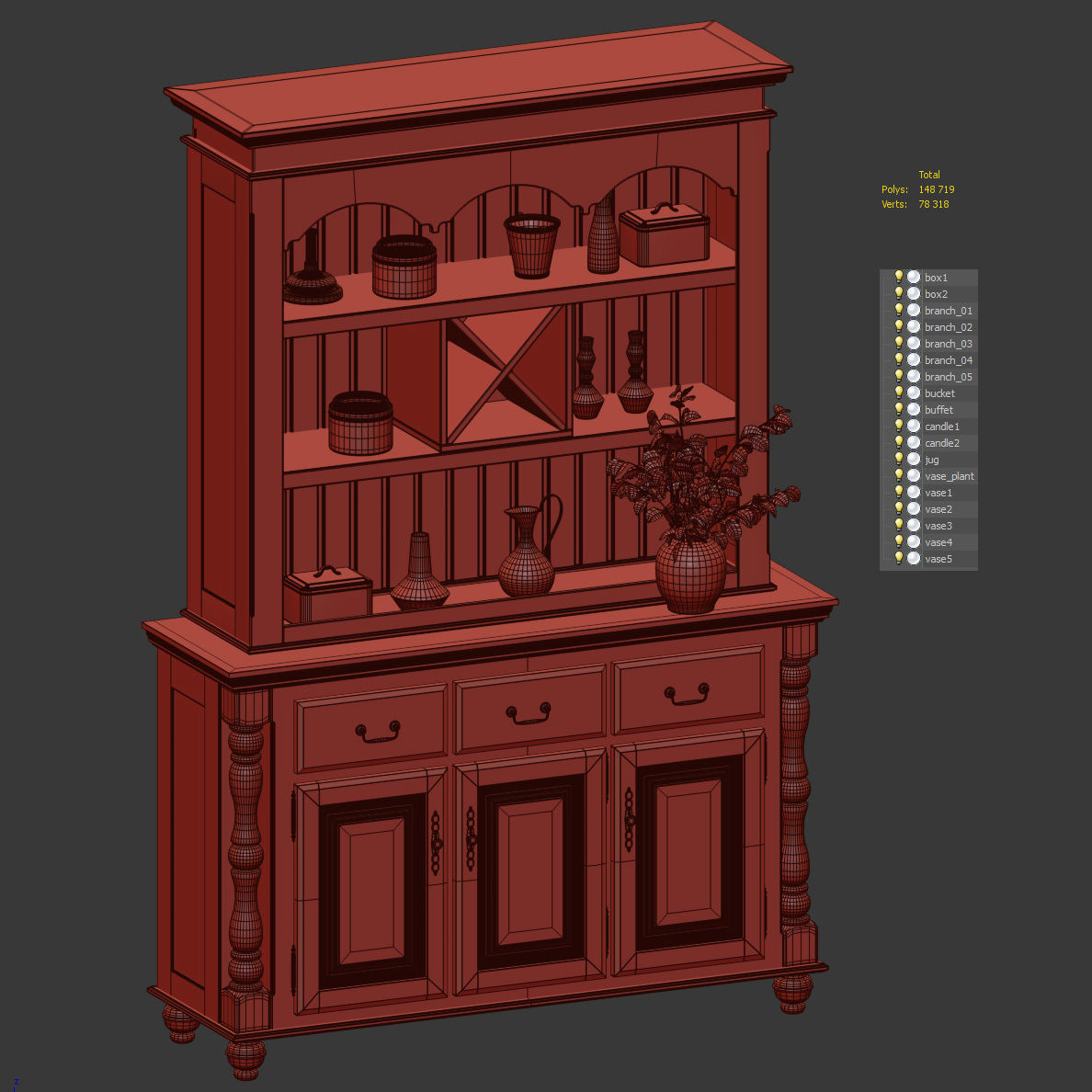 Valencia buffet with decor 3D model_4