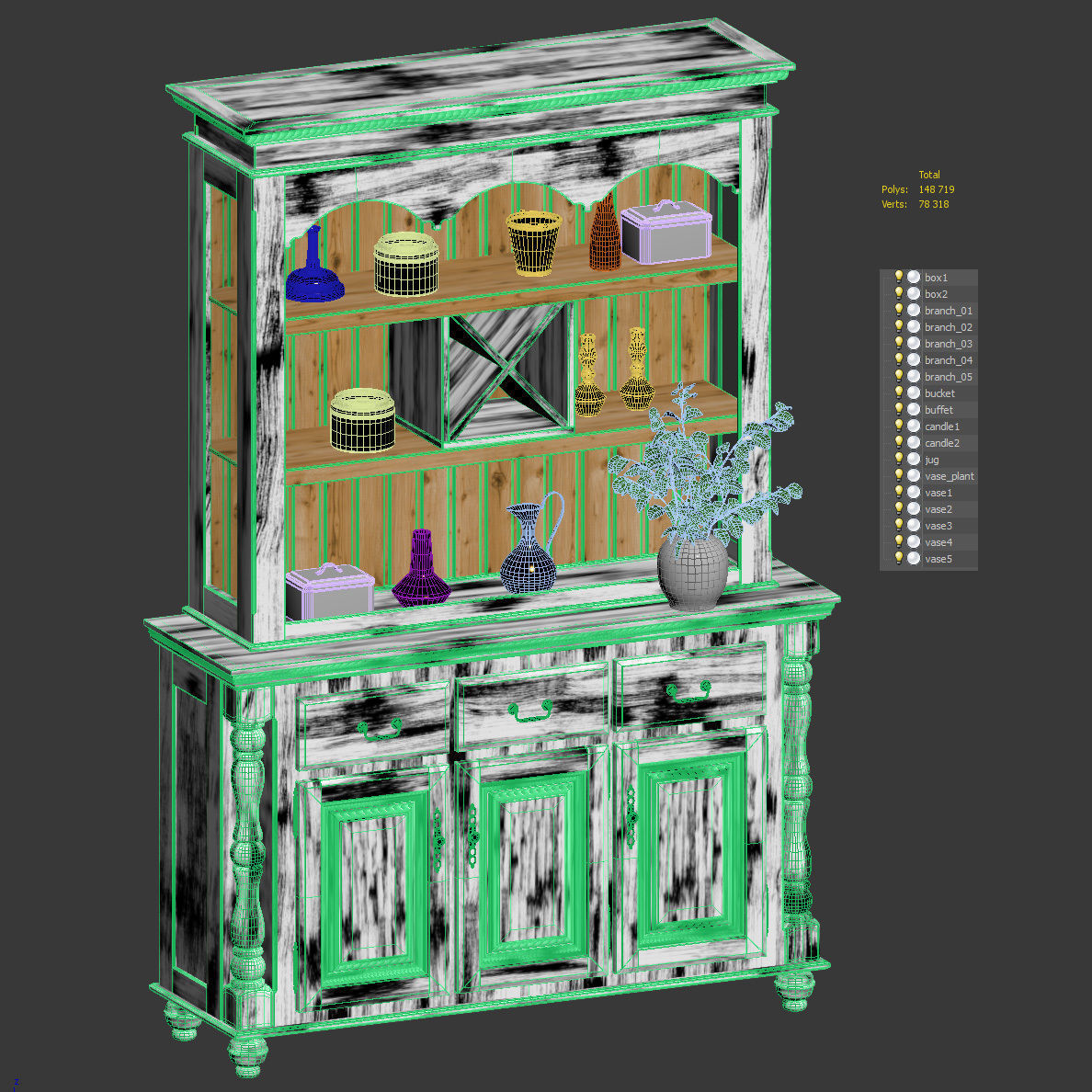 Valencia buffet with decor 3D model_3