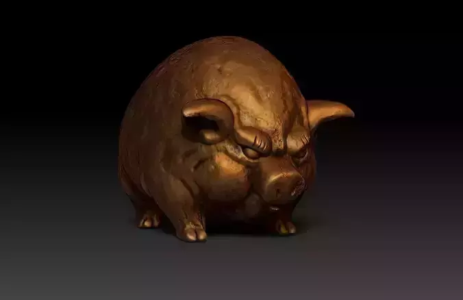 Angry Boar sculpture -3d print model- swine-boar-piggy bank -pig 3D print model