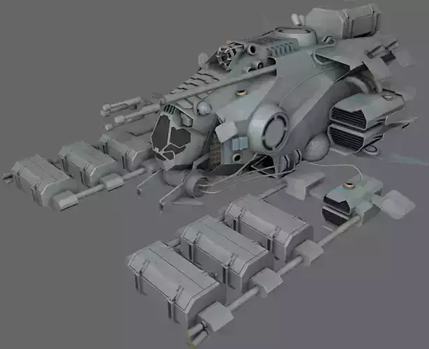 Mining Ship MS Low-poly 3D model