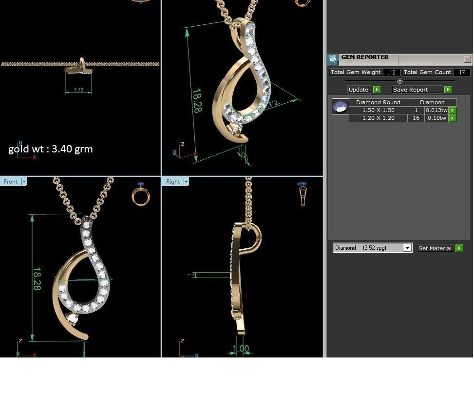 Women pendant 3dm render detail 3D print model_6