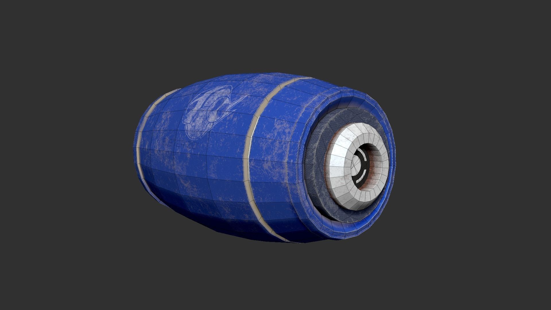 Mega Buster Blue - Hand Cannon - SciFi Blast Weapon Low-poly 3D model_12