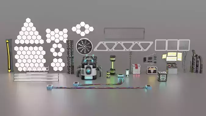 Sci-fi Assets Low-poly 3D model