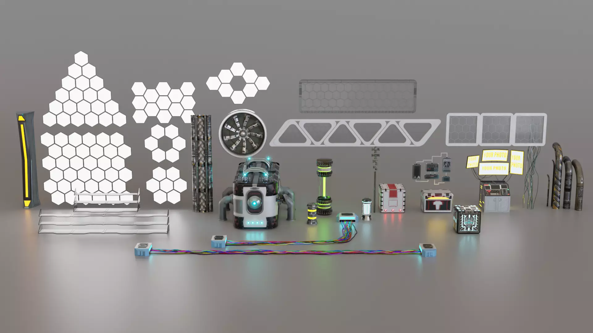 Sci-fi Assets Low-poly 3D model_0