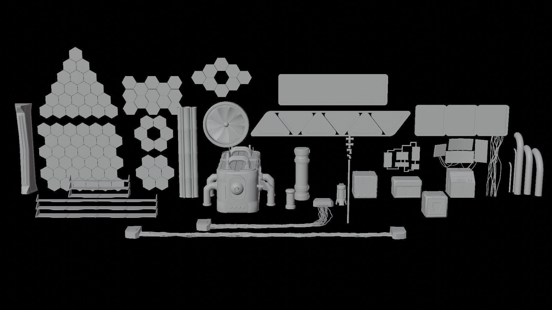 Sci-fi Assets Low-poly 3D model_1