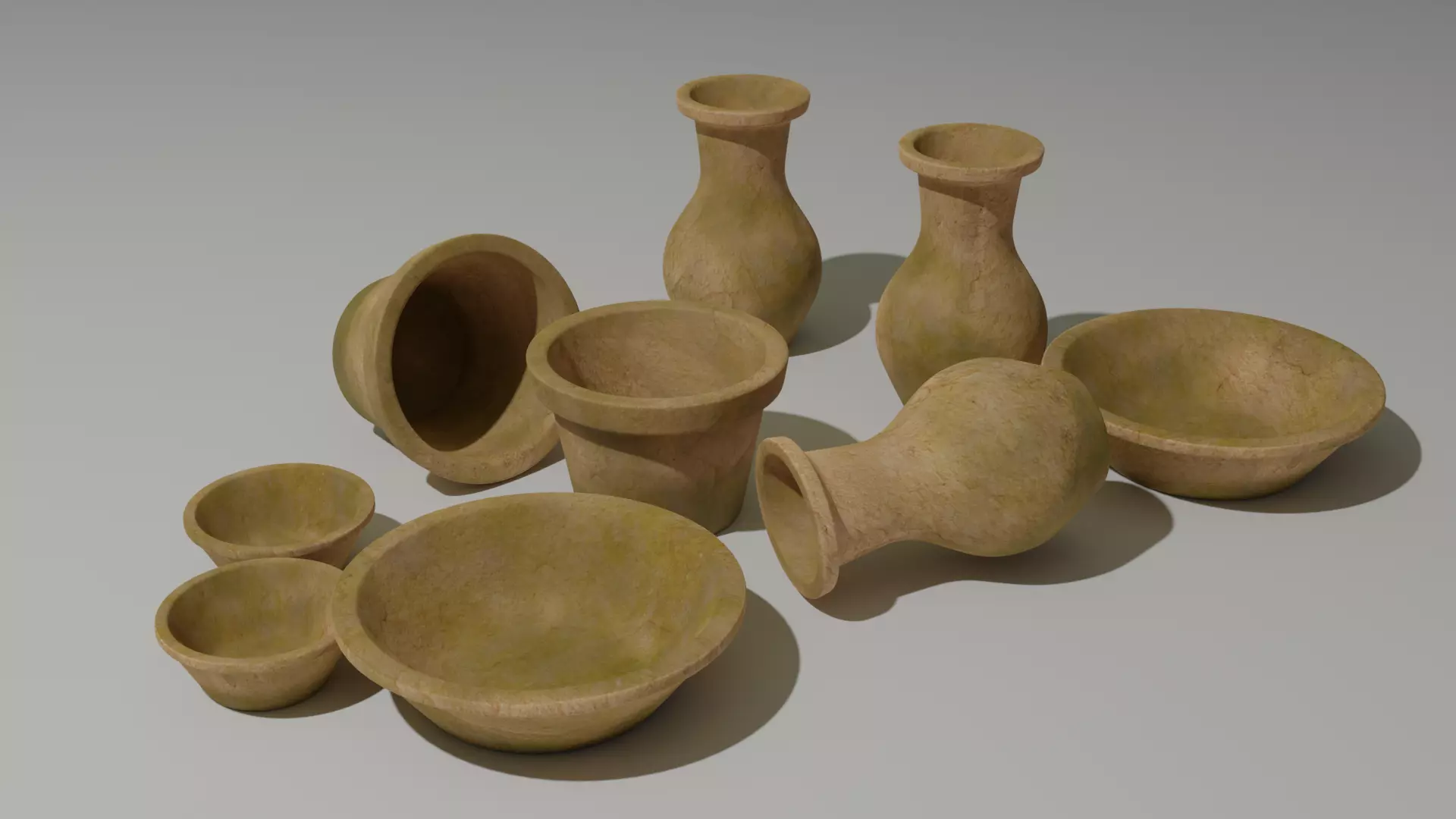 terracotta vases Free low-poly 3D model