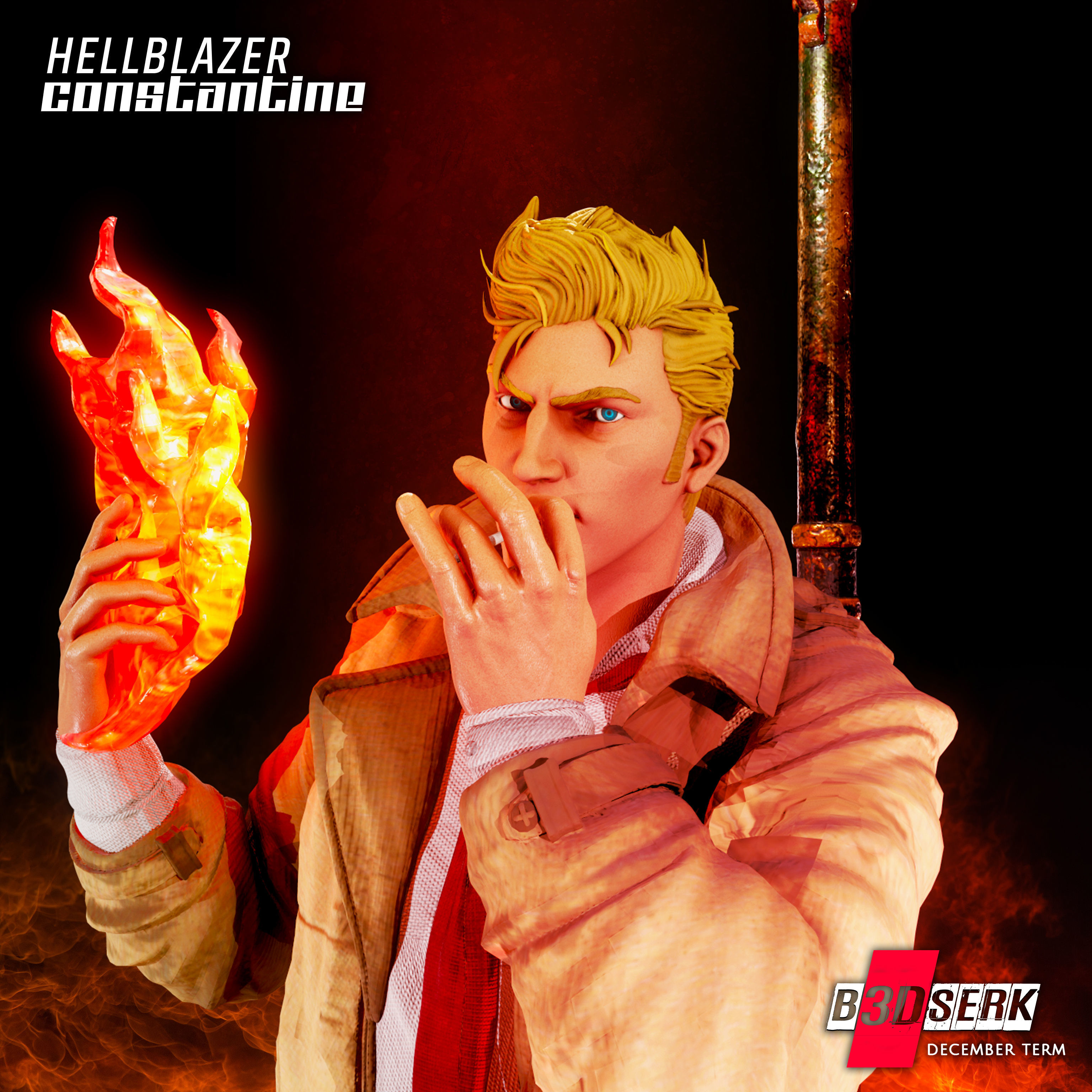 B3DSERK  HellBlazer - Constantine 3d Sculpture For 3d printing 3D print model_8