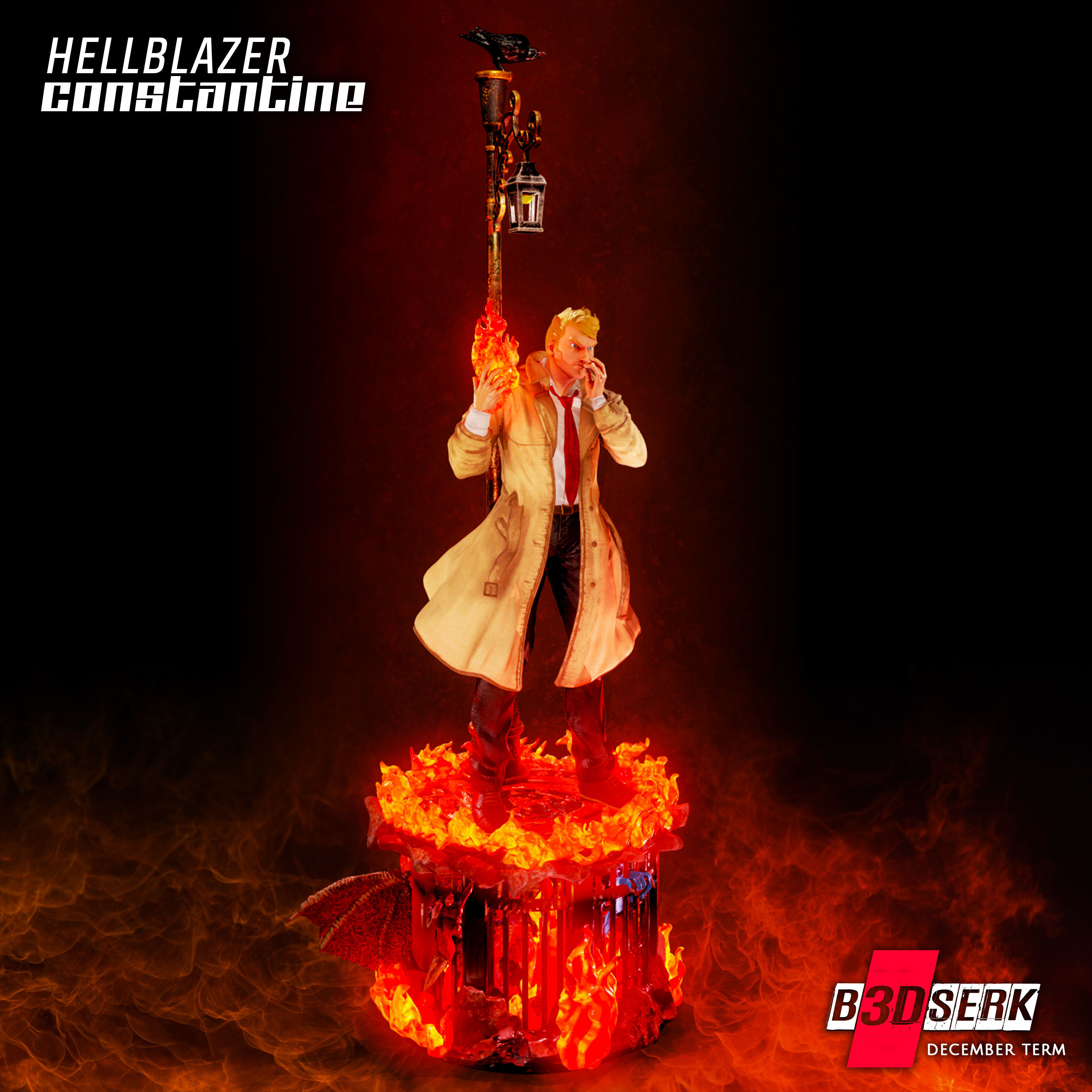 B3DSERK  HellBlazer - Constantine 3d Sculpture For 3d printing 3D print model_2