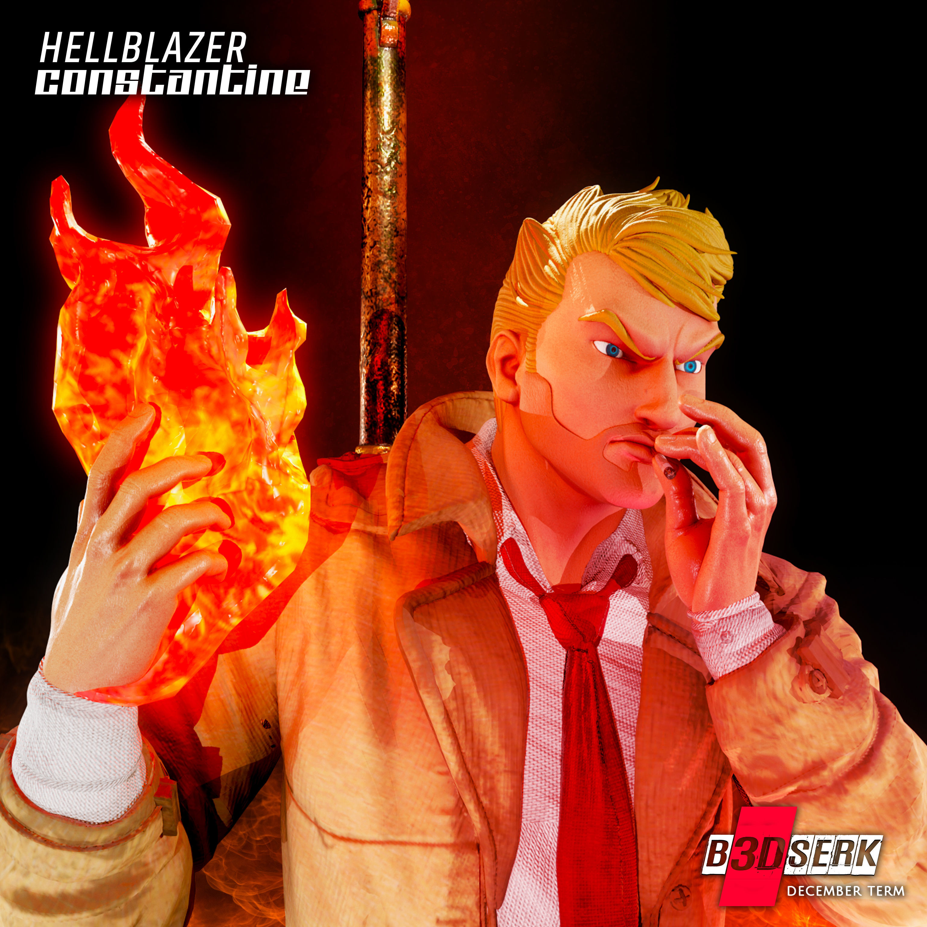B3DSERK  HellBlazer - Constantine 3d Sculpture For 3d printing 3D print model_9