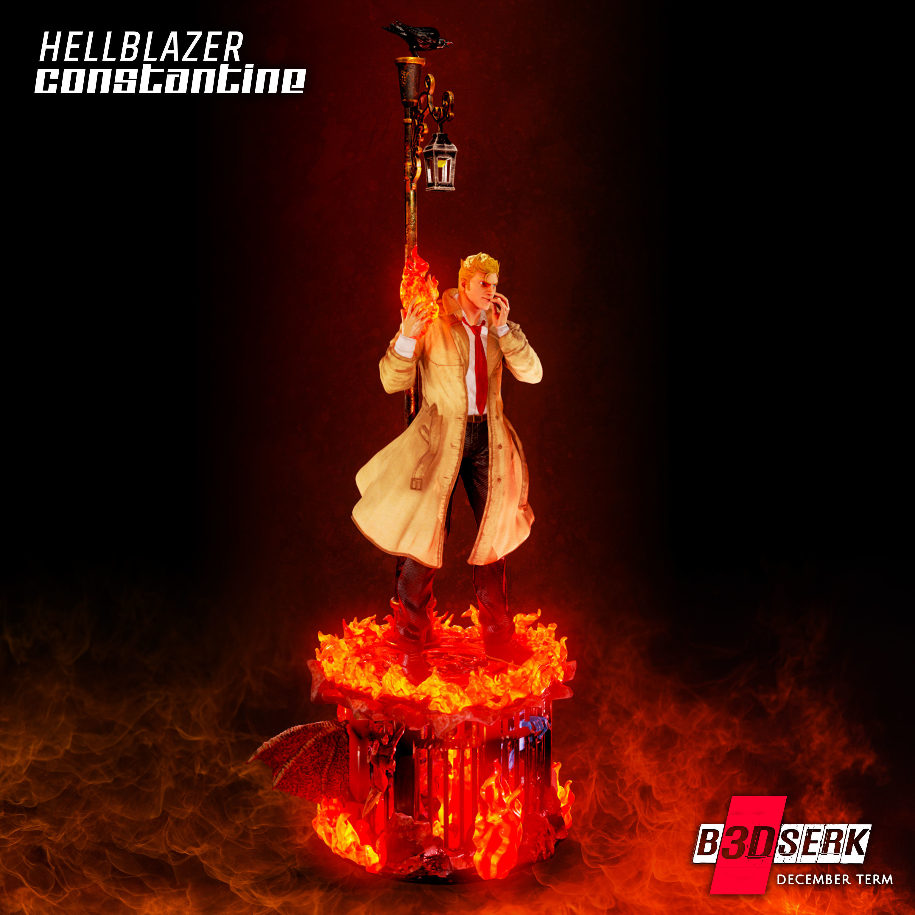 B3DSERK  HellBlazer - Constantine 3d Sculpture For 3d printing 3D print model_3
