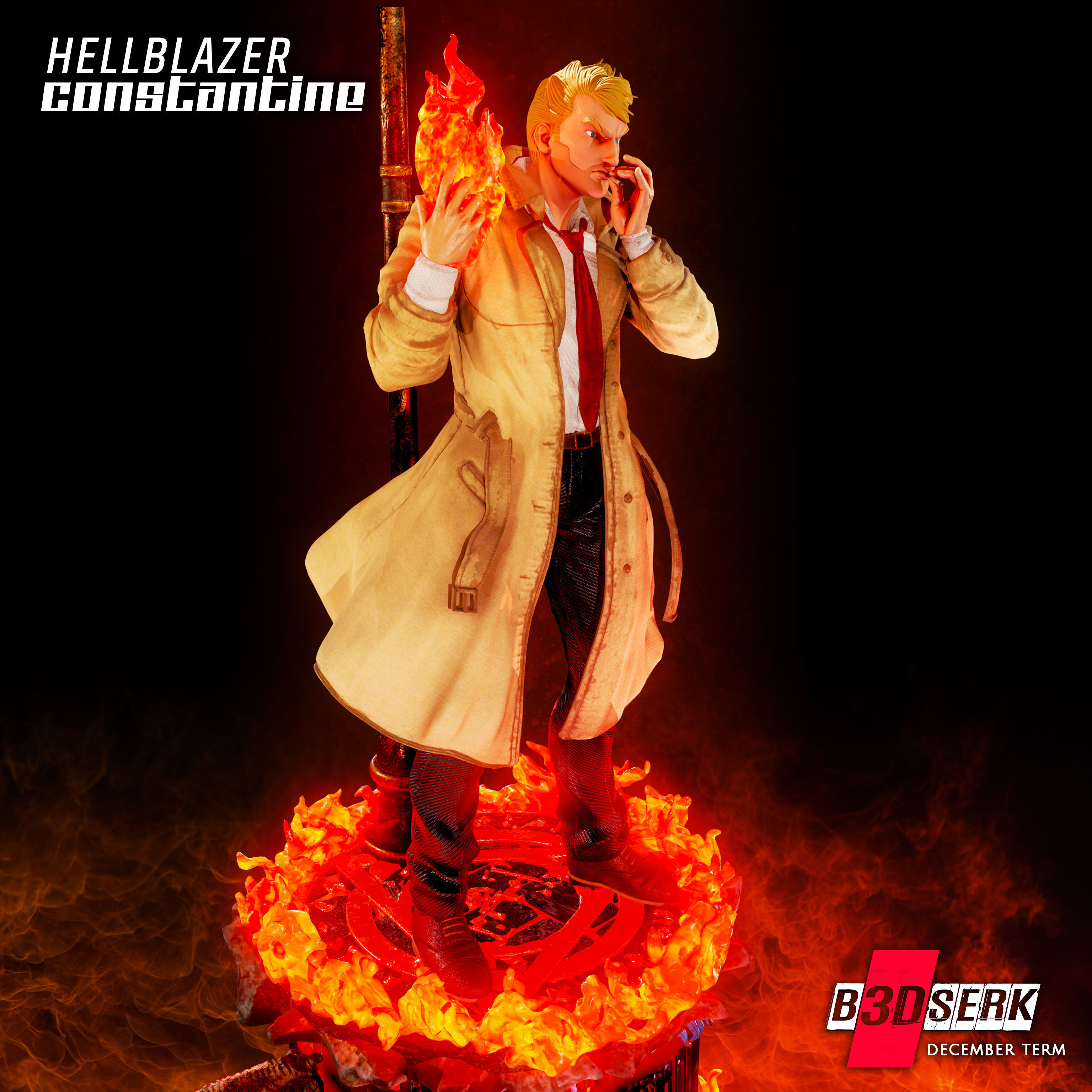 B3DSERK  HellBlazer - Constantine 3d Sculpture For 3d printing 3D print model_6
