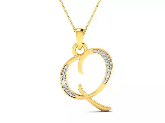 Alphabet-Q pendant 3dm render detail 3D print model