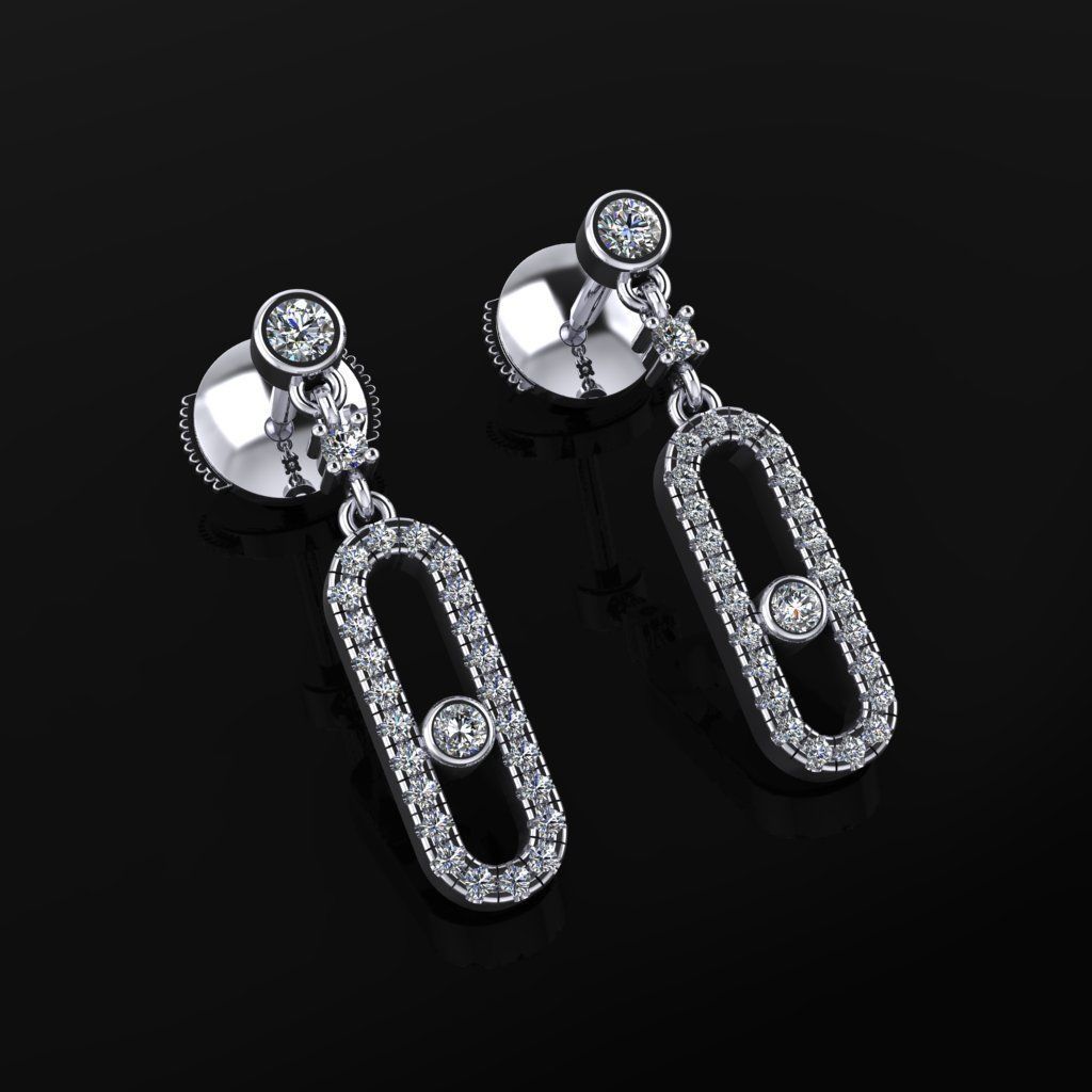 Messika Stylish Earrings 3D print model_2