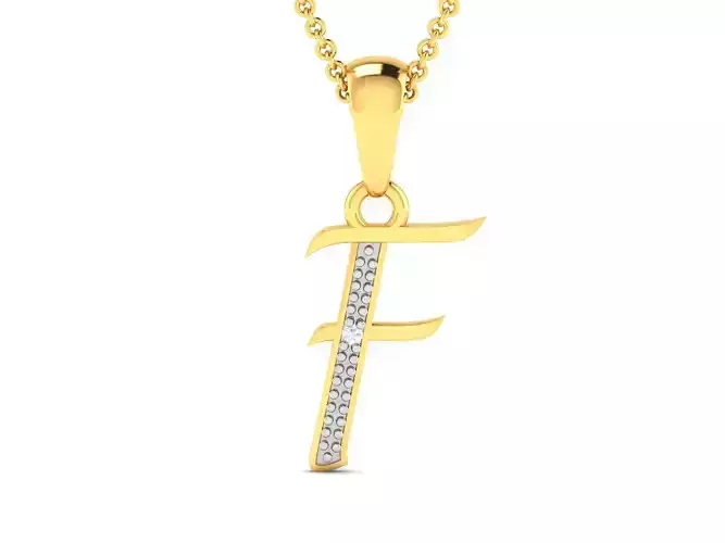 Alphabet-F pendant 3dm render detail 3D print model