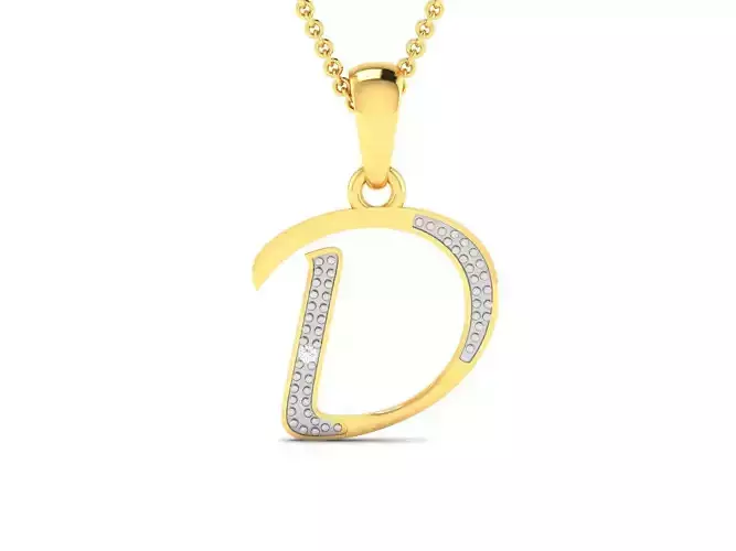 Alphabet-D pendant 3dm render detail 3D print model
