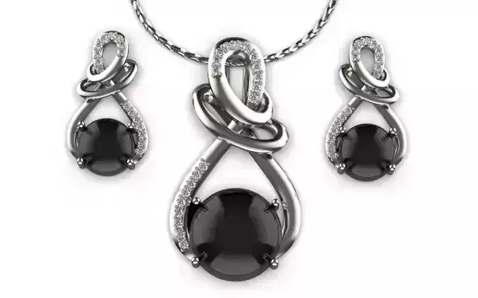 jewelry set onyx pendant and earring
