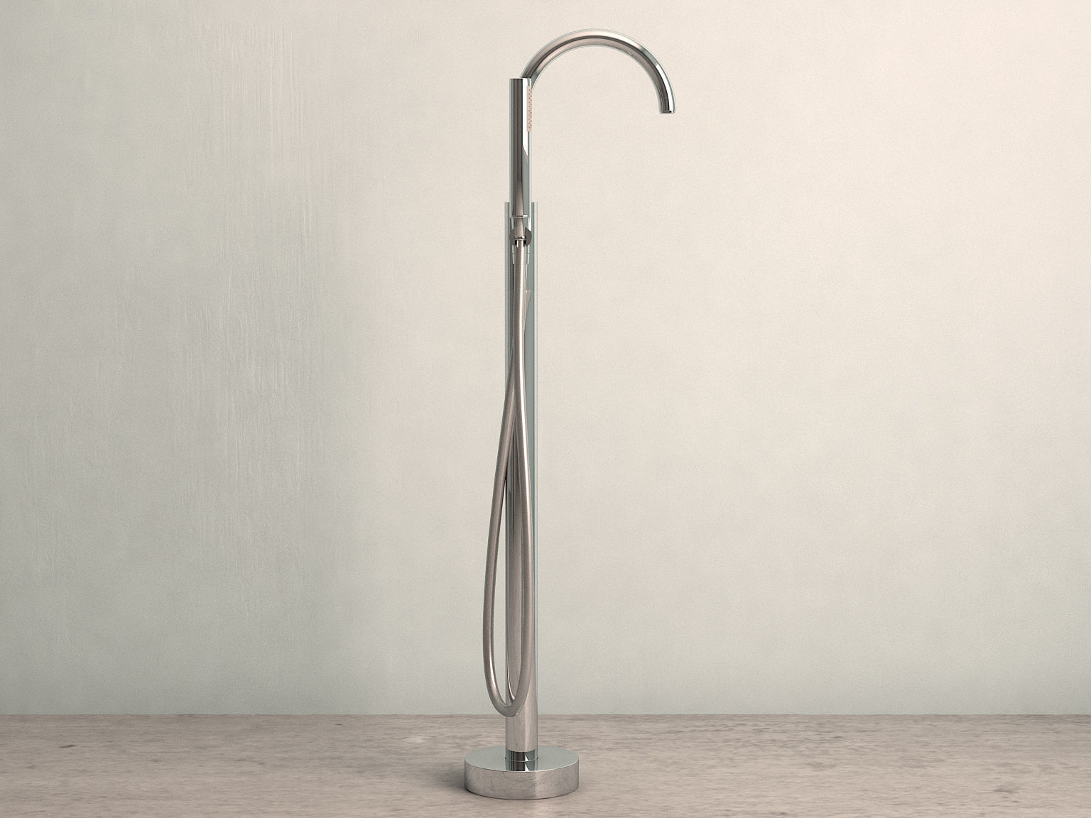 Freestanding oval bathtub with floor-mounted tap 2 3D model_6