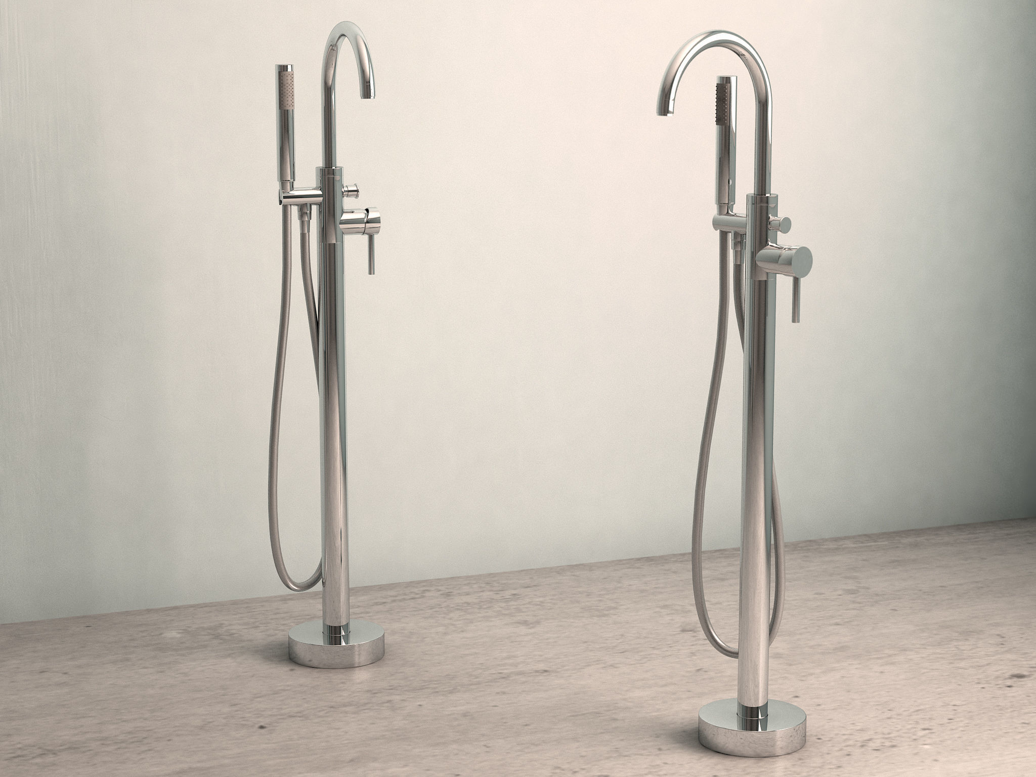 Freestanding oval bathtub with floor-mounted tap 2 3D model_5