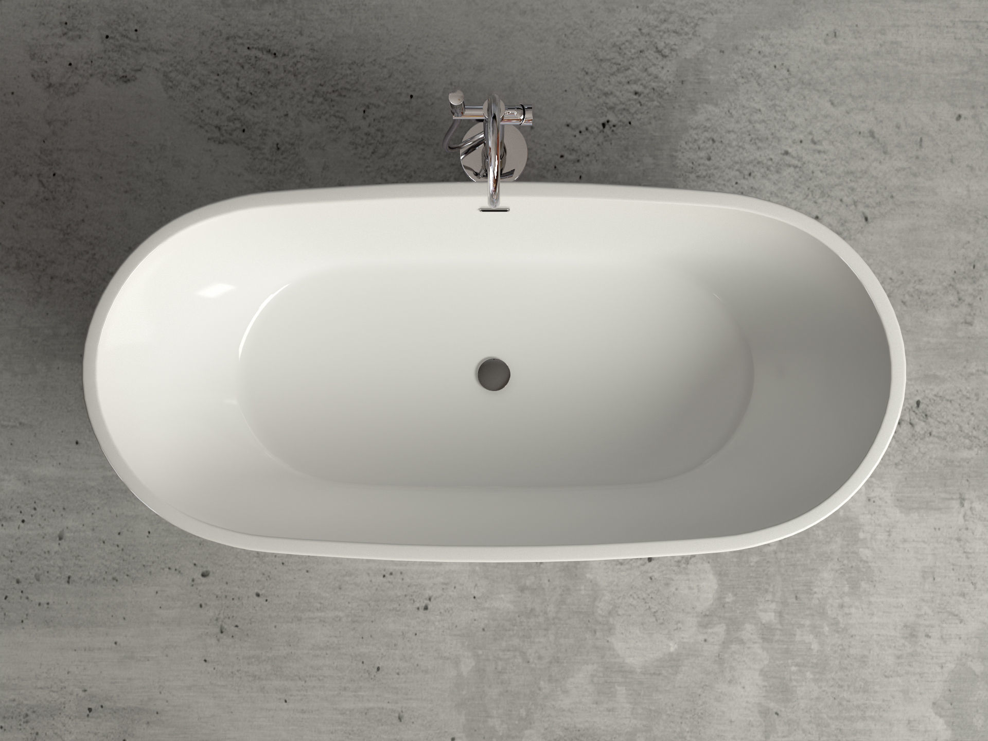 Freestanding oval bathtub with floor-mounted tap 2 3D model_2