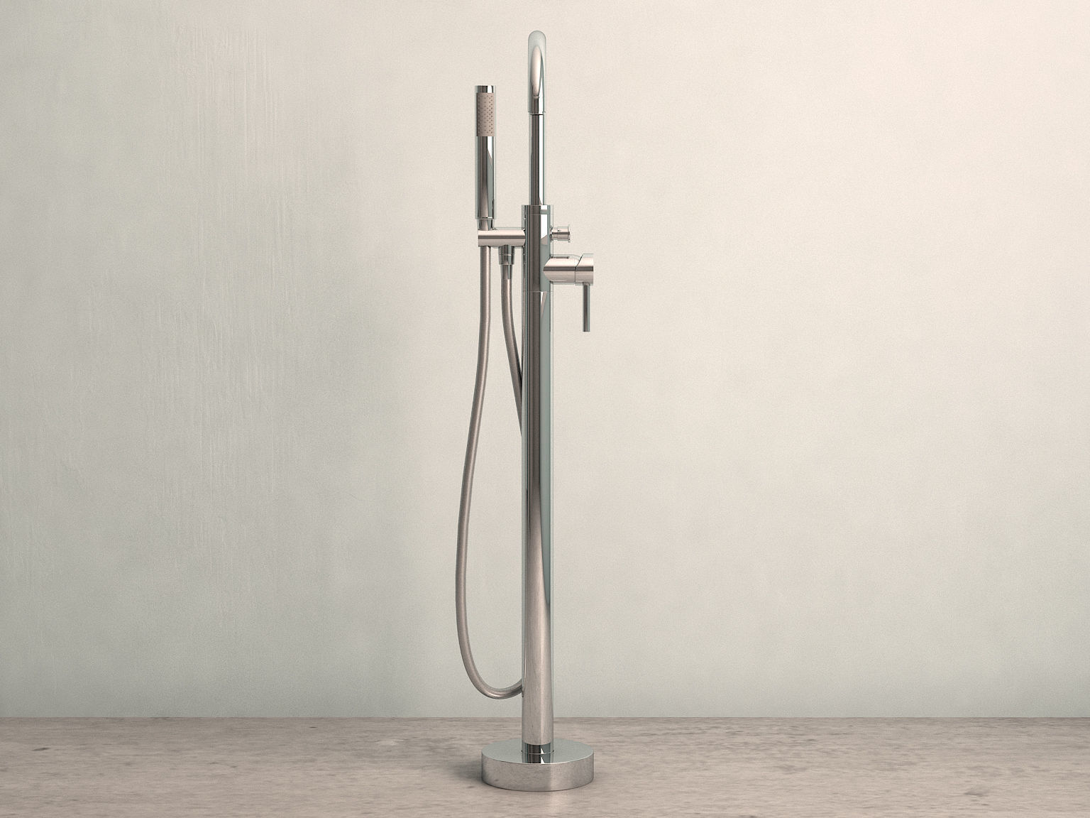 Freestanding oval bathtub with floor-mounted tap 2 3D model_7