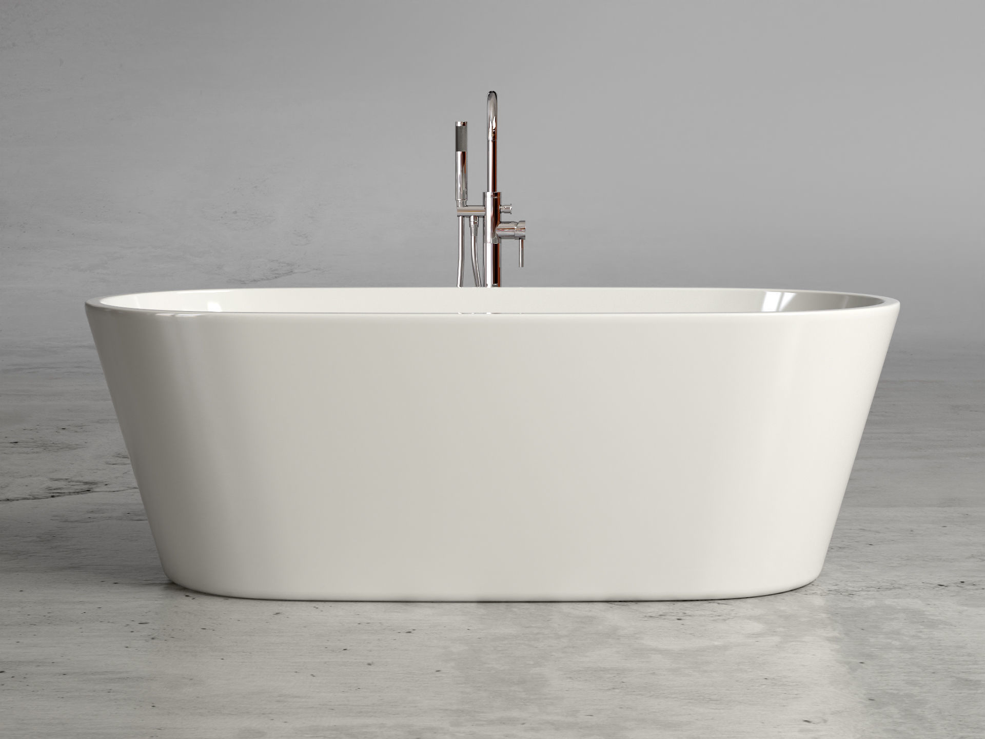 Freestanding oval bathtub with floor-mounted tap 2 3D model_3
