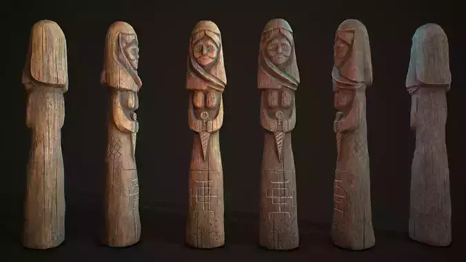Totem wood 6 pbr 4k  Low-poly 3D model