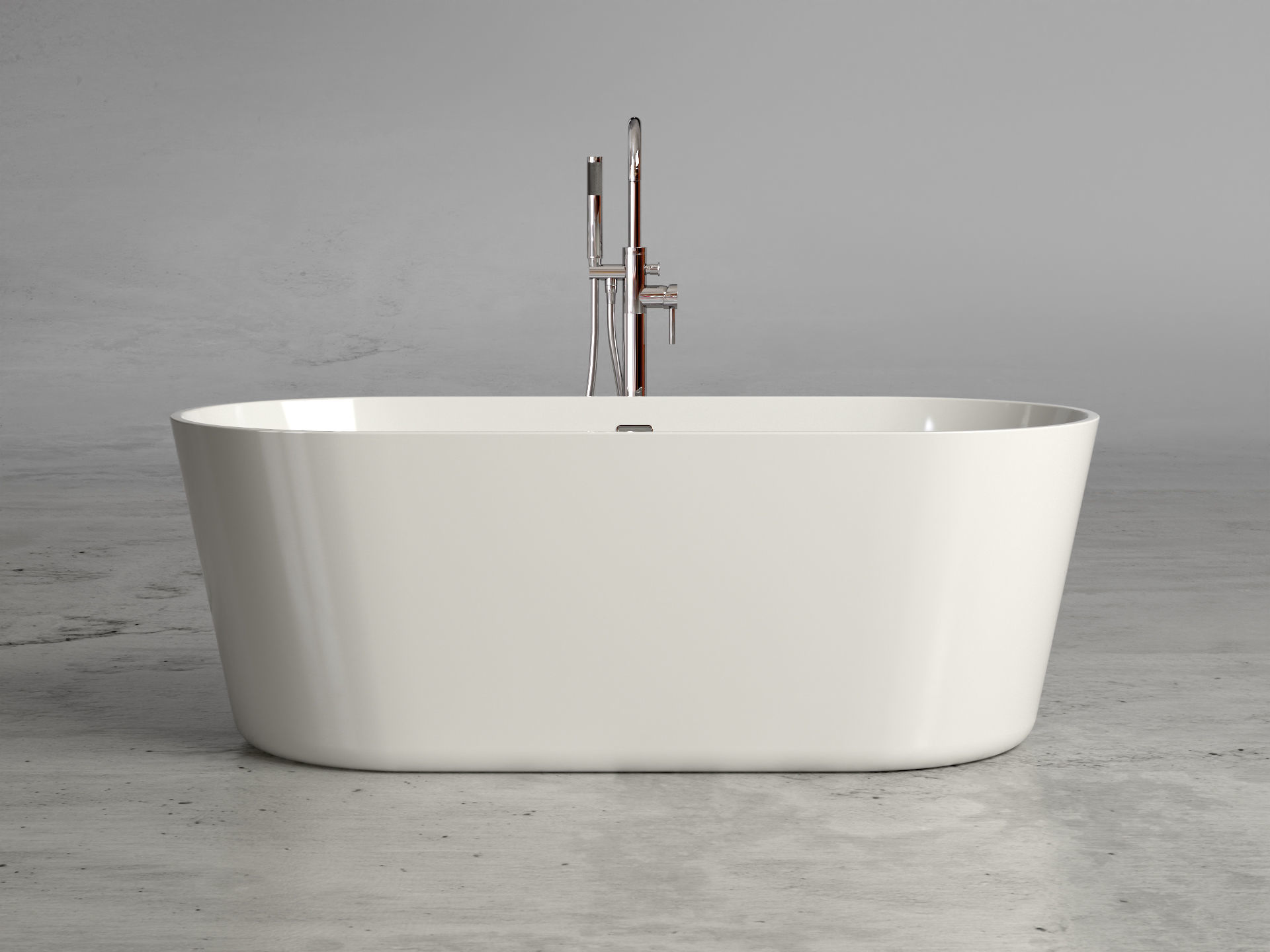 Freestanding oval bathtub with floor-mounted tap 3 3D model_3