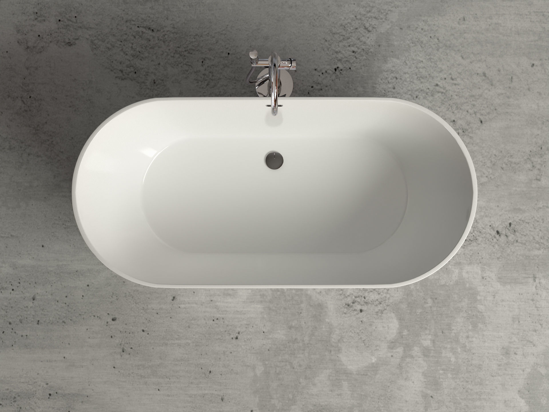 Freestanding oval bathtub with floor-mounted tap 3 3D model_2