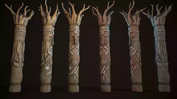 Totem wood 7 pbr 4k  Low-poly 3D model
