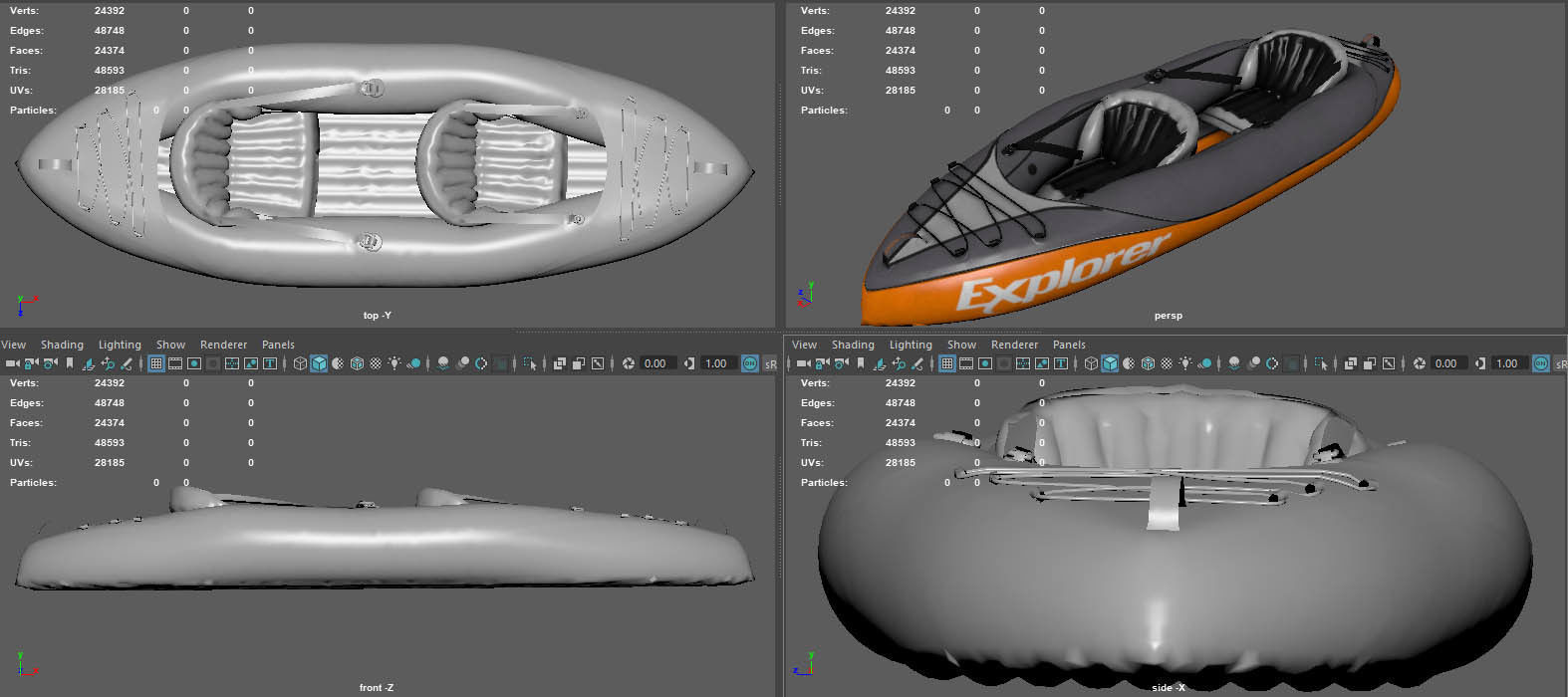 KAYAK explorer inflatable with two seats 3D model_12