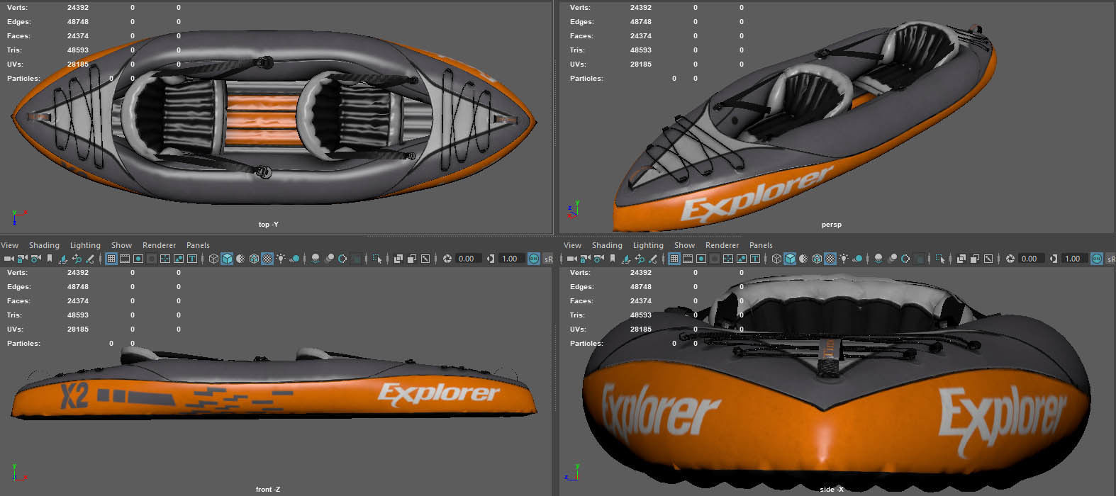 KAYAK explorer inflatable with two seats 3D model_11