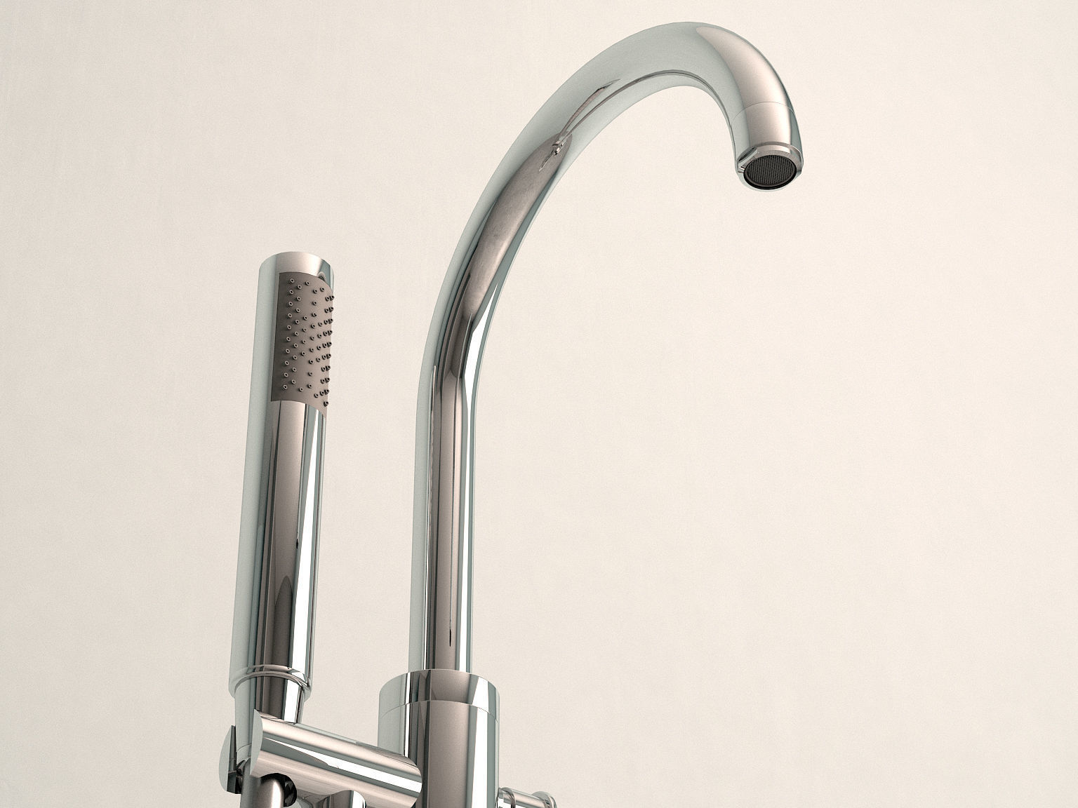 Freestanding oval bathtub with floor-mounted tap 4 3D model_8