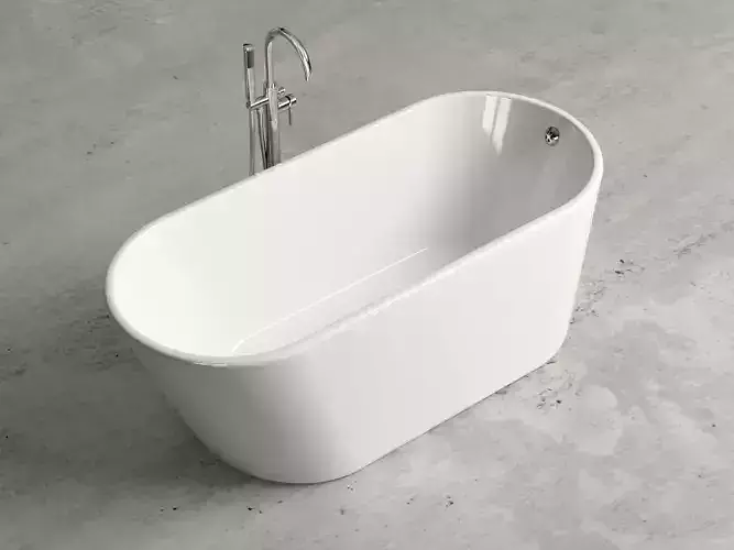 Freestanding oval bathtub with floor-mounted tap 4