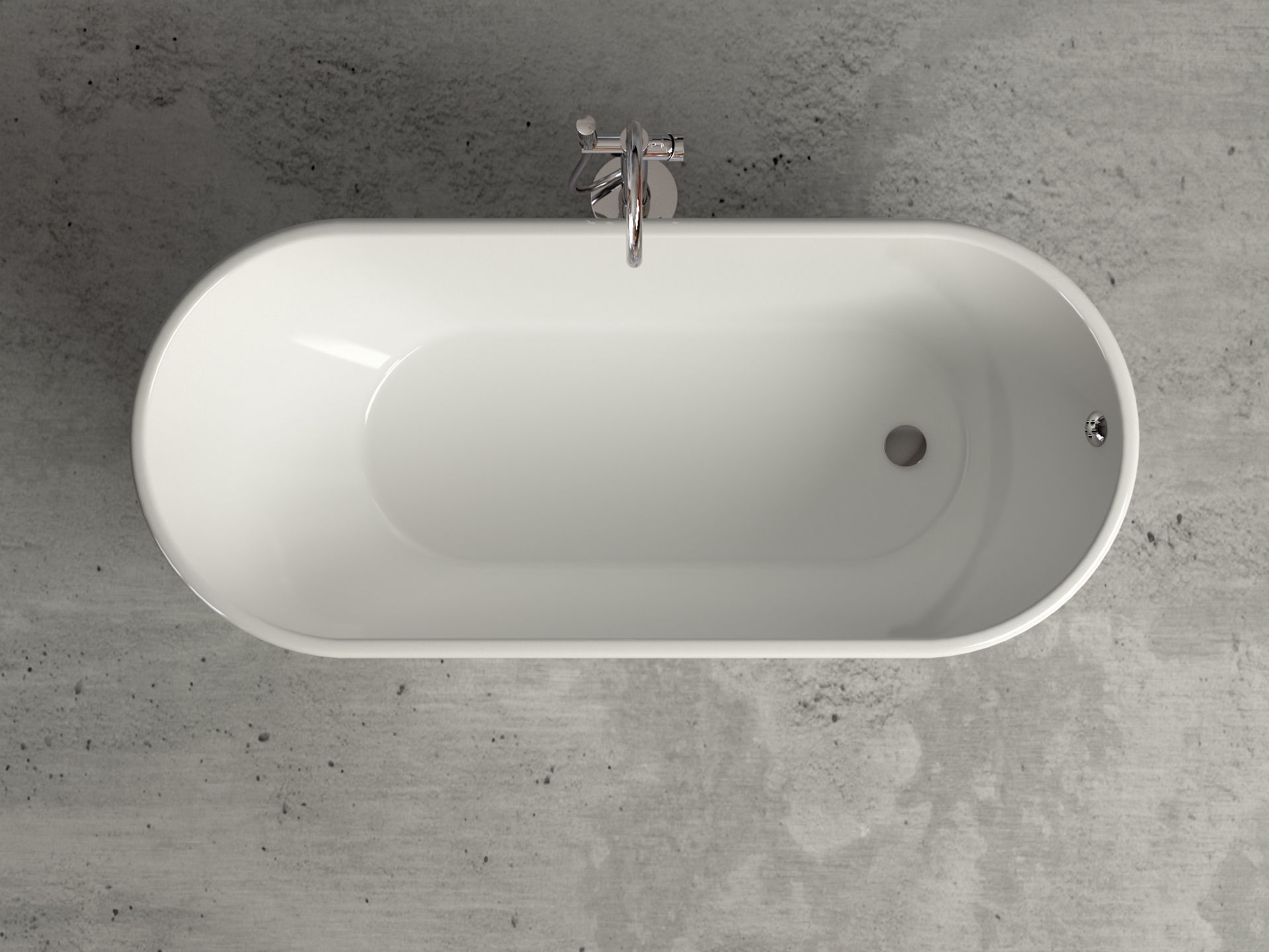 Freestanding oval bathtub with floor-mounted tap 4 3D model_2