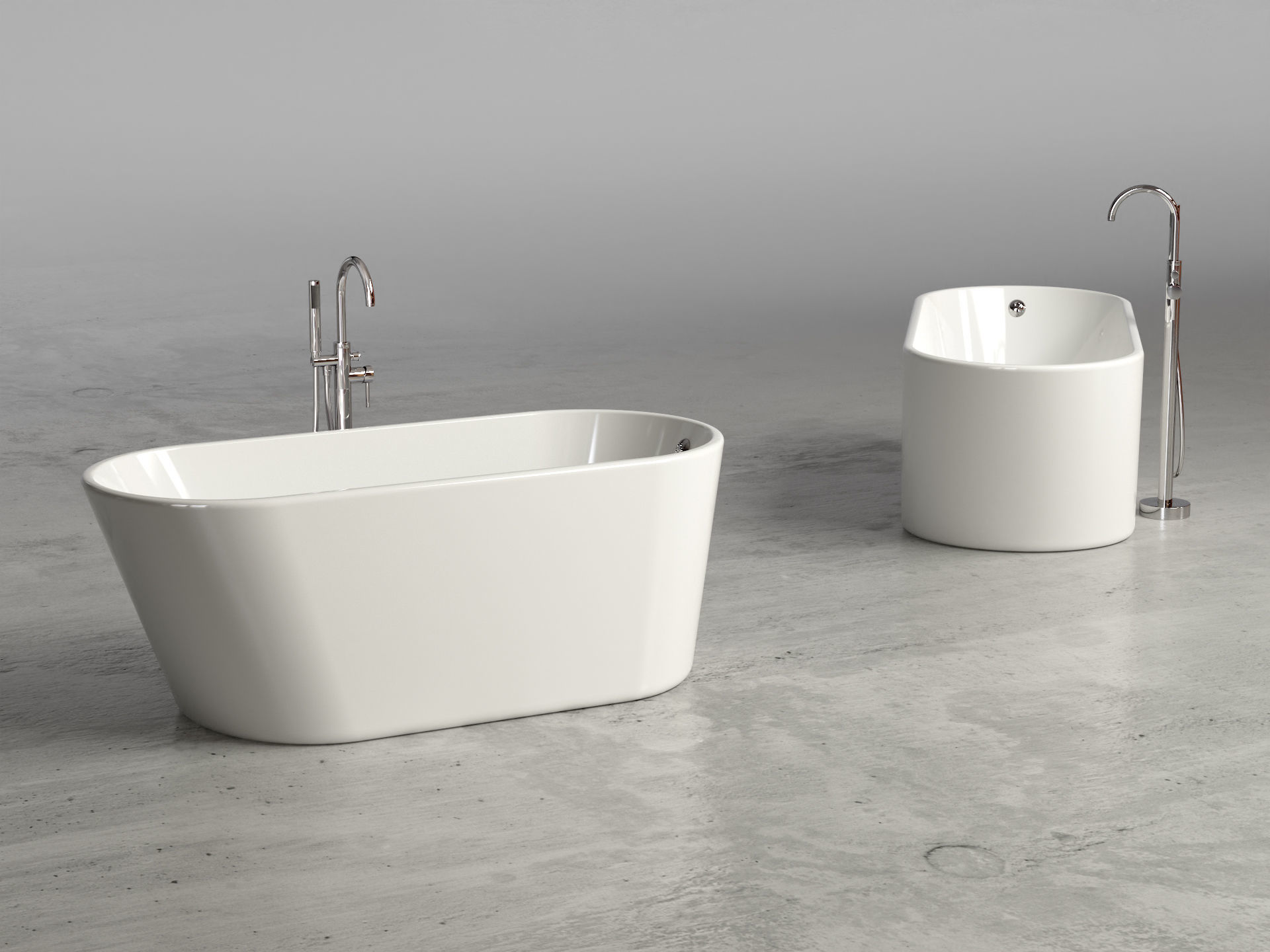 Freestanding oval bathtub with floor-mounted tap 4 3D model_1
