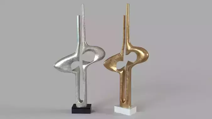 Brother And Sister Sculpture Silver And Gold Leaf