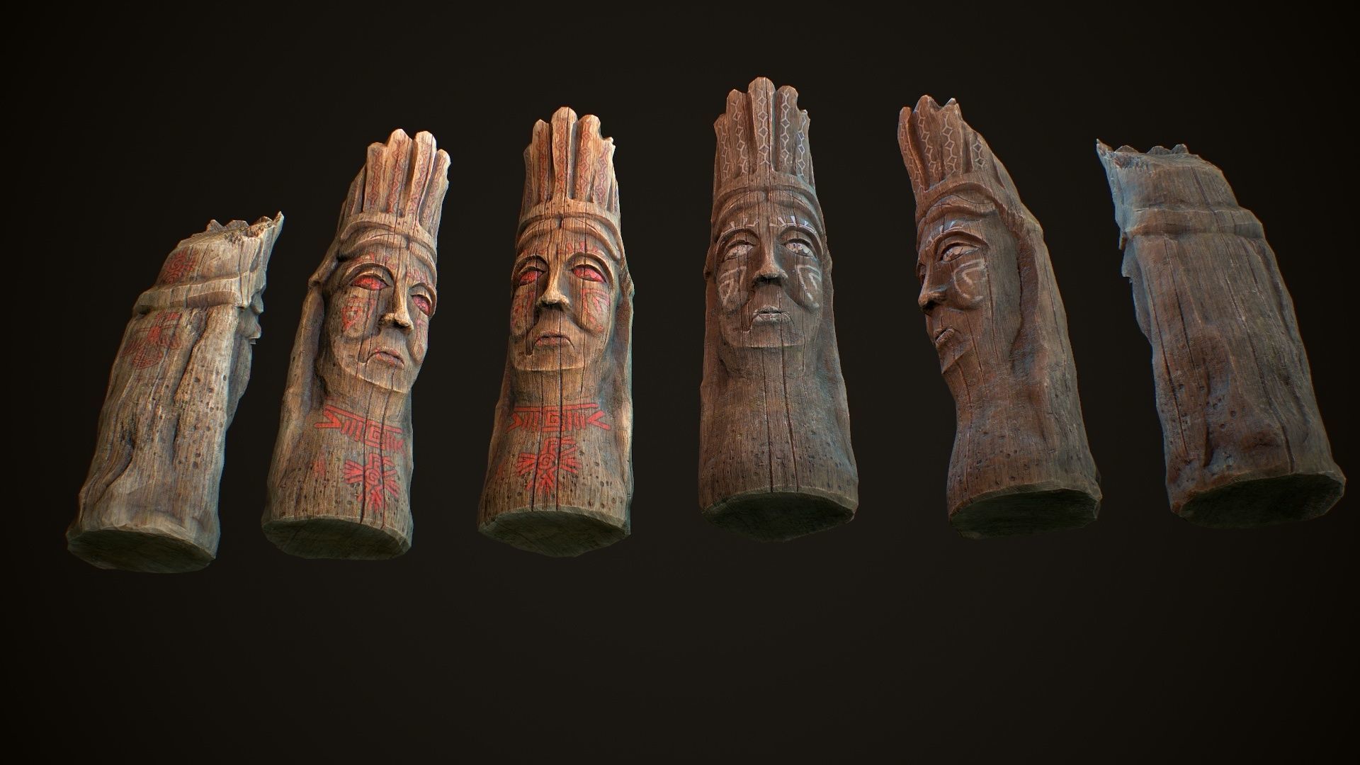 Totem wood 8 pbr 4k Low-poly 3D model_4