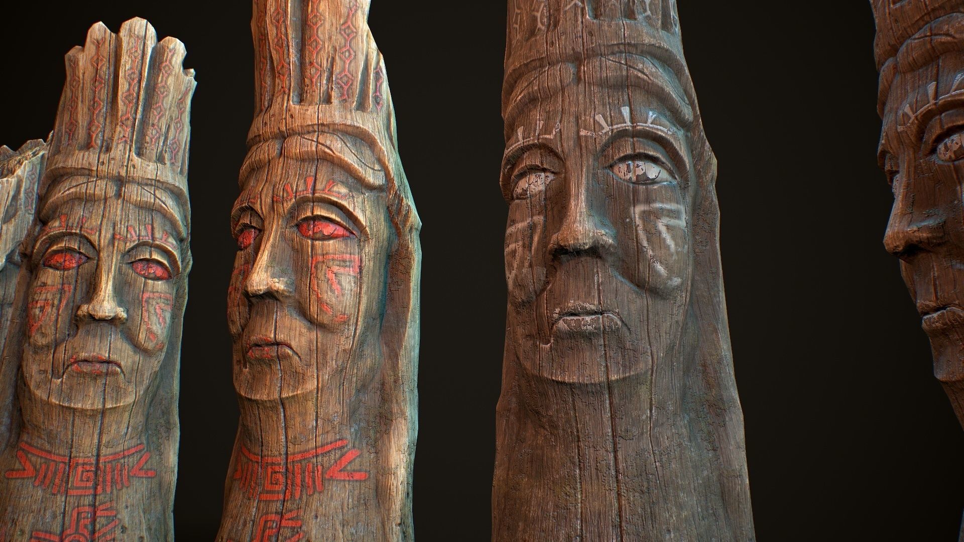 Totem wood 8 pbr 4k Low-poly 3D model_2