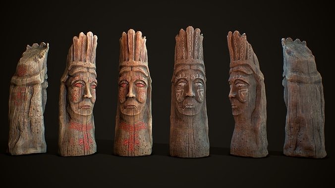 Totem wood 8 pbr 4k Low-poly 3D model