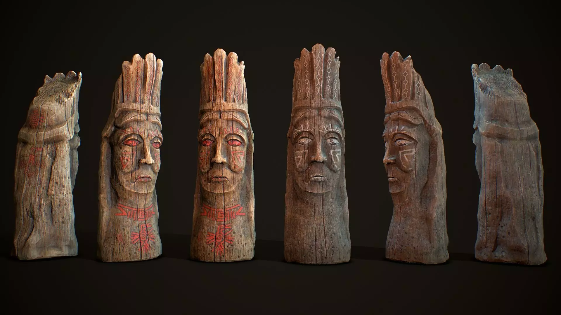Totem wood 8 pbr 4k Low-poly 3D model_0