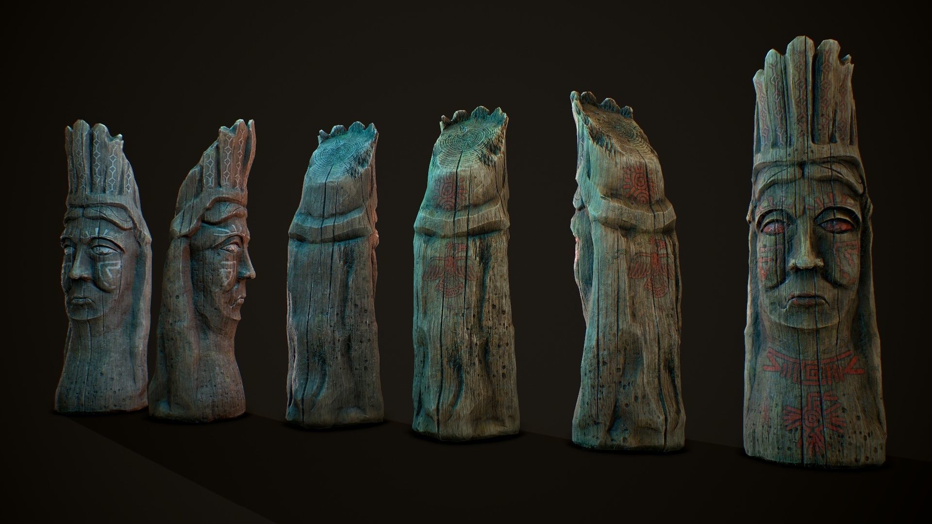 Totem wood 8 pbr 4k Low-poly 3D model_3