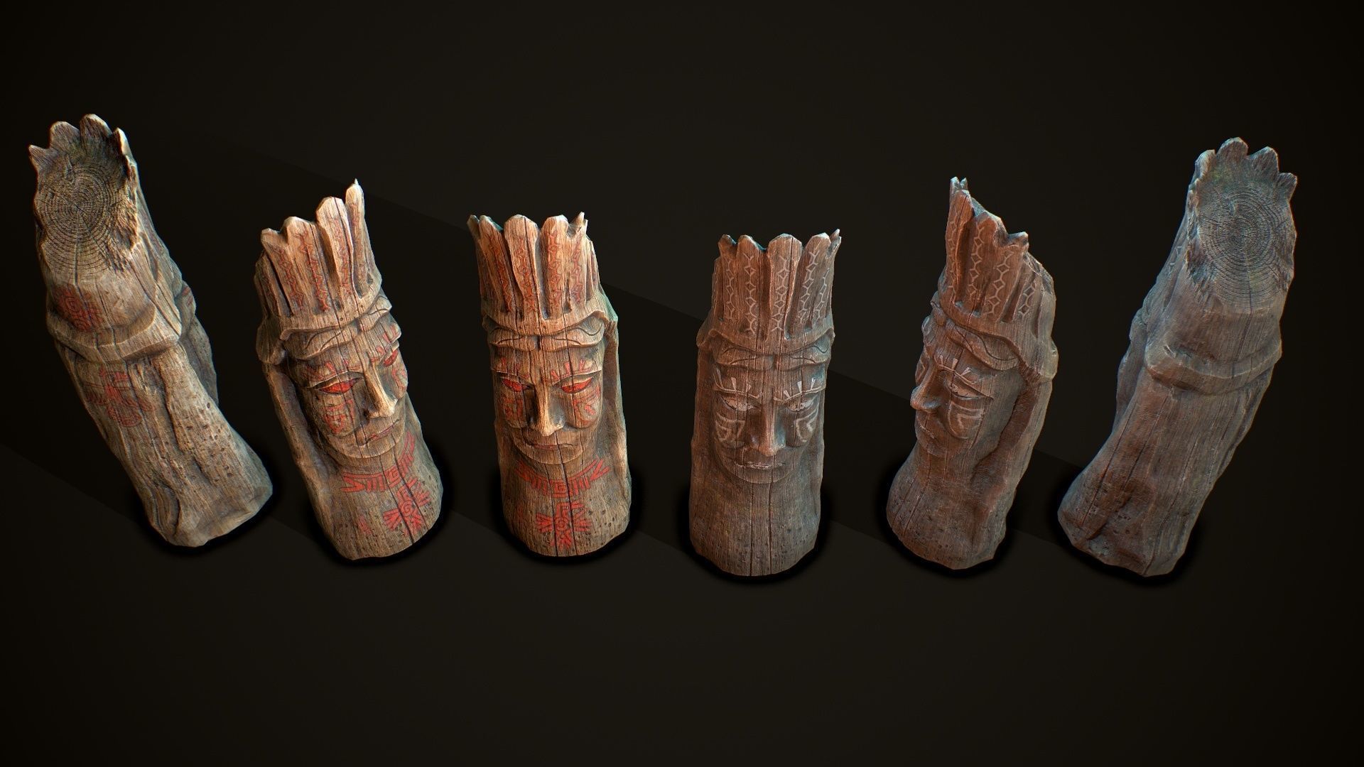 Totem wood 8 pbr 4k Low-poly 3D model_1