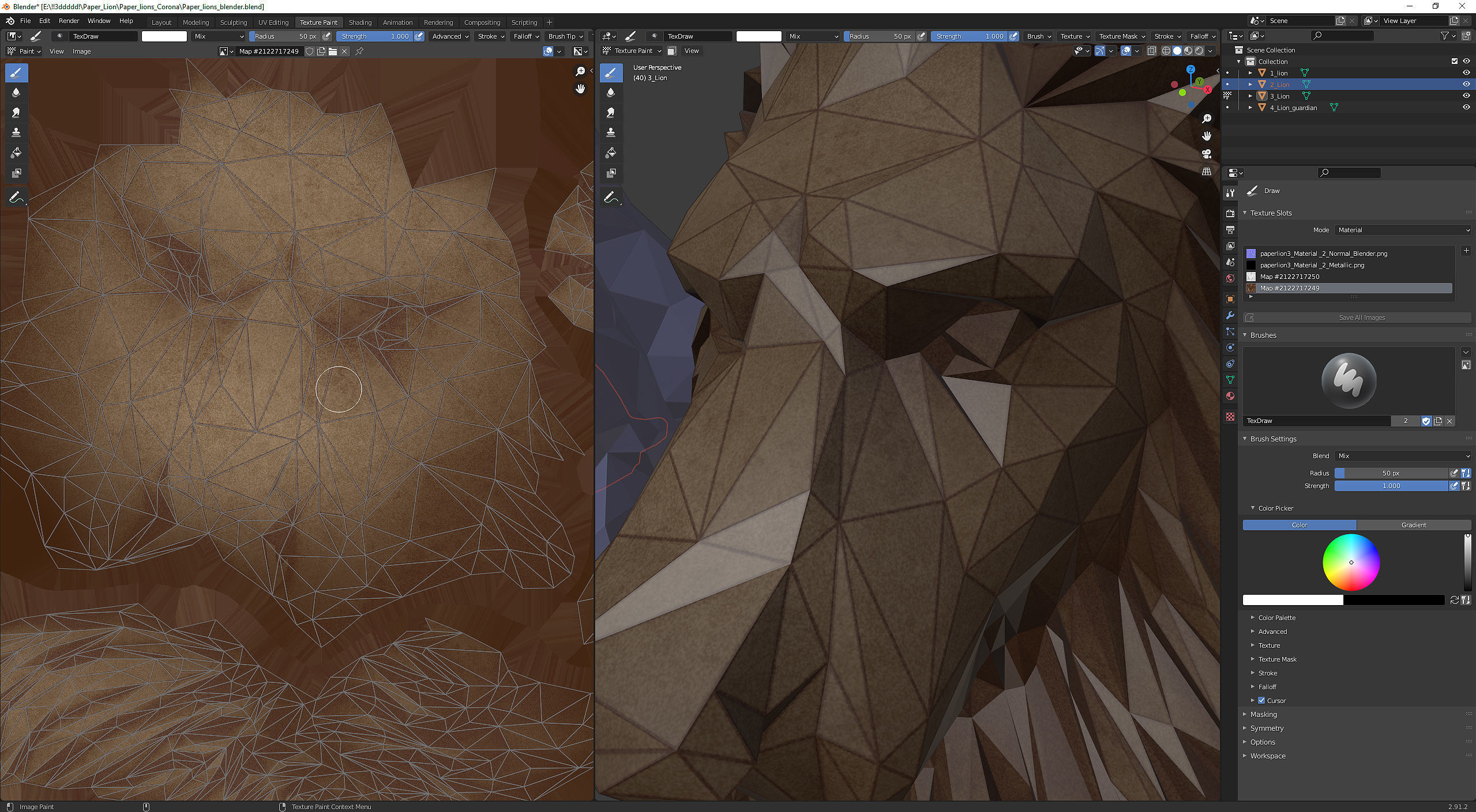 Paper Lions - 5 lowpoly PBR models Low-poly 3D model_35